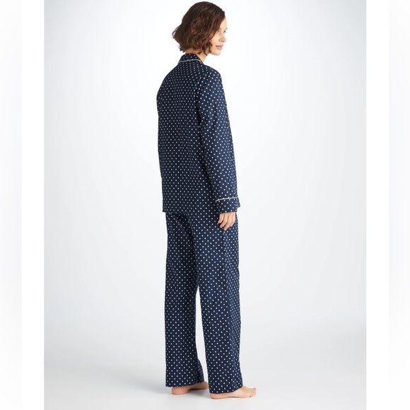 Derek Rose Cotton Batiste Navy Polkadot Print Pajama Set Size XS 100% Cotton - Picture 3 of 16